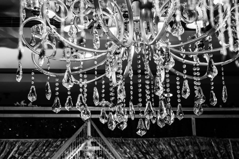 A chandelier hanging from the ceiling